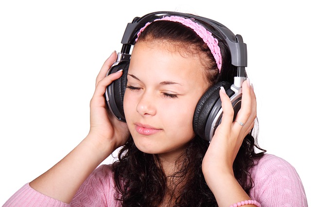 a girl listening to music